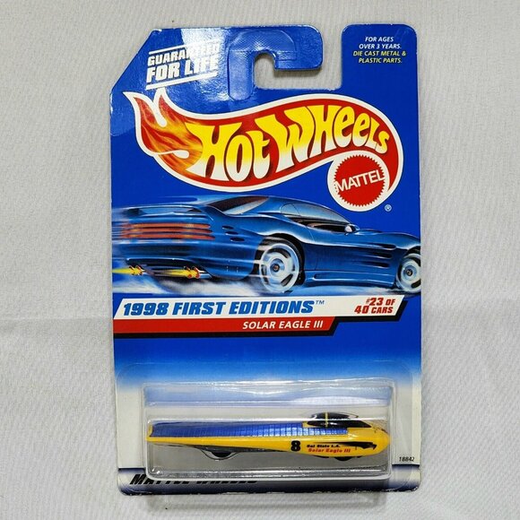 1998 First Editions Hot Wheels Solar Eagle III‎ 23/40 Collector #650 Yellow NEW - Picture 1 of 5